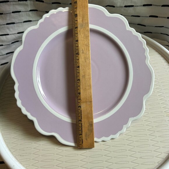 3 Anthropologie Lyla Stoneware Dinner Plates Purple Lavender Floral Edge 10.75" - Picture 9 of 10
